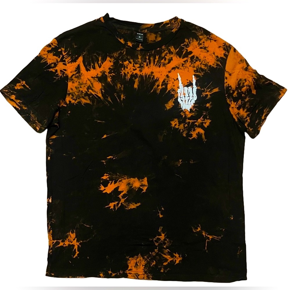 SHEIN Orange and Black Short Sleeve Tee XL